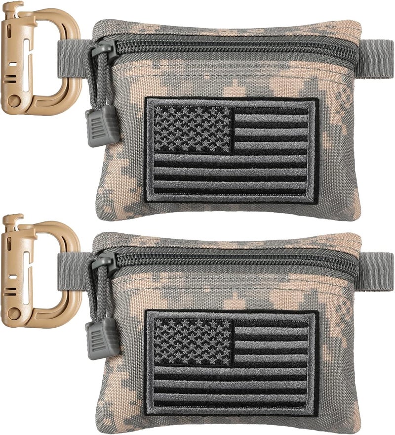FRTKK 2 Pack Tactical Compact EDC Pouches Military Molle Utility Pouch Accessories Organizer Pouch Coin Purse Keychain Pocket Credit Card Holder Waist Pack - Image 1